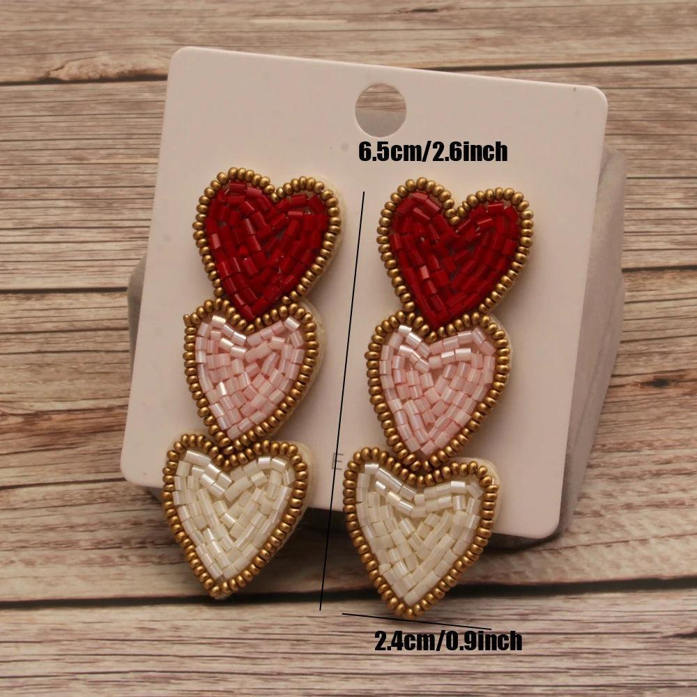 heart beaded earrings - basil boutique