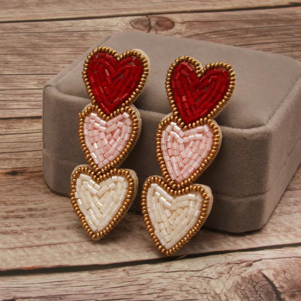 heart beaded earrings - basil boutique