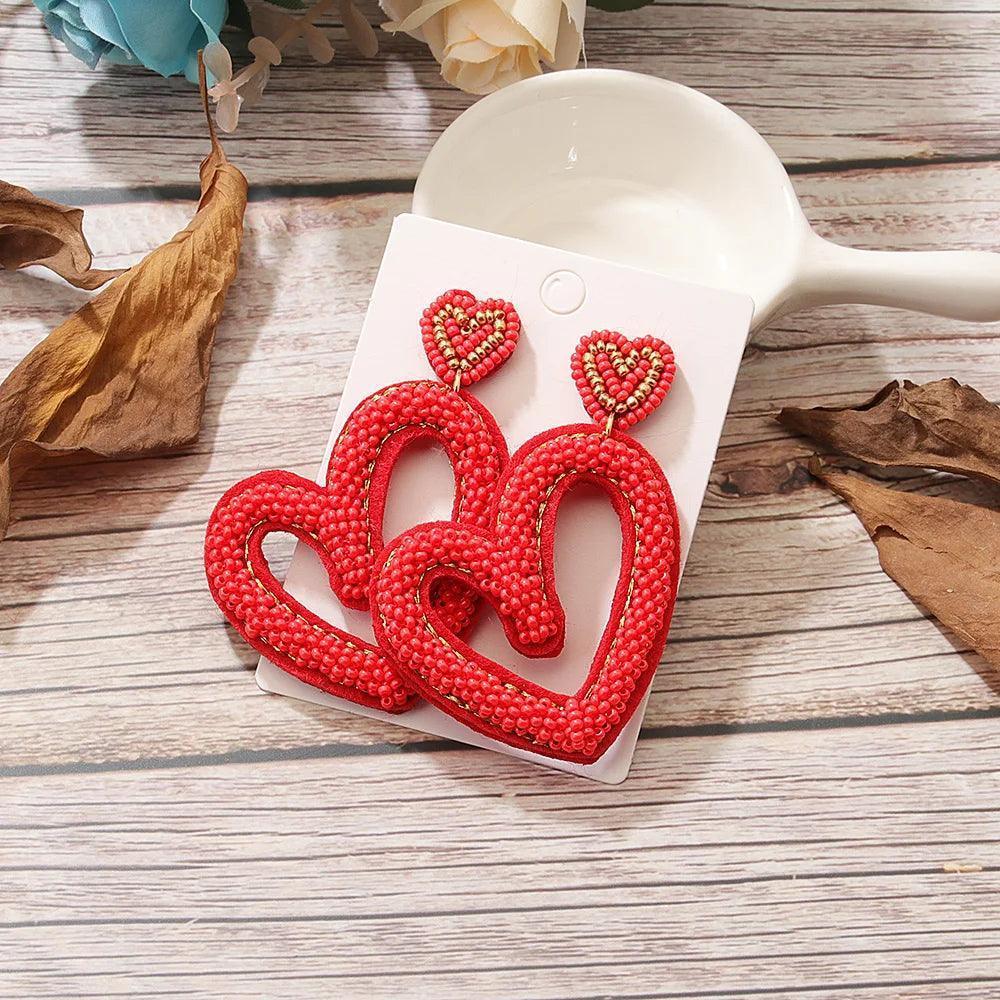 heart beaded earrings - basil boutique