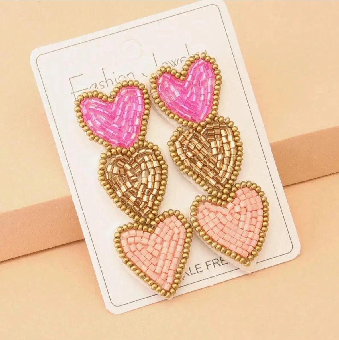 heart beaded earrings - basil boutique