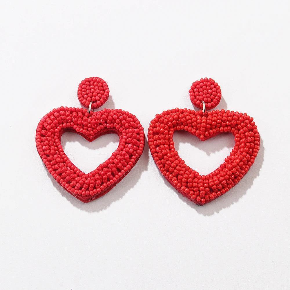 heart beaded earrings - basil boutique