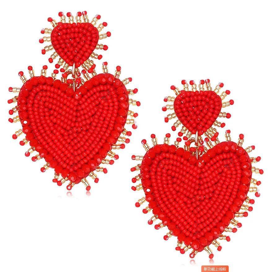 heart beaded earrings - basil boutique