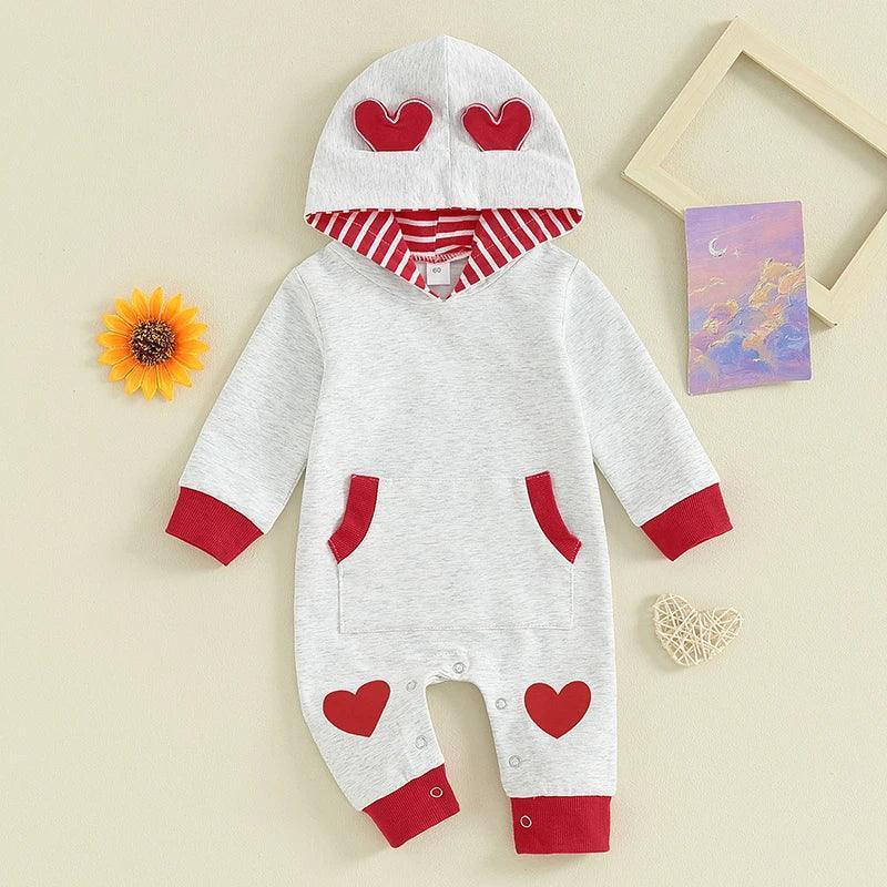 heart bear onesie - basil boutique