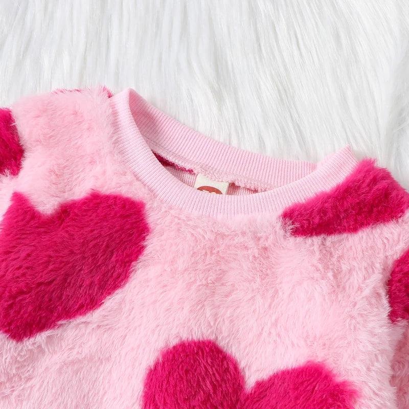 heart fuzzy onesie - basil boutique