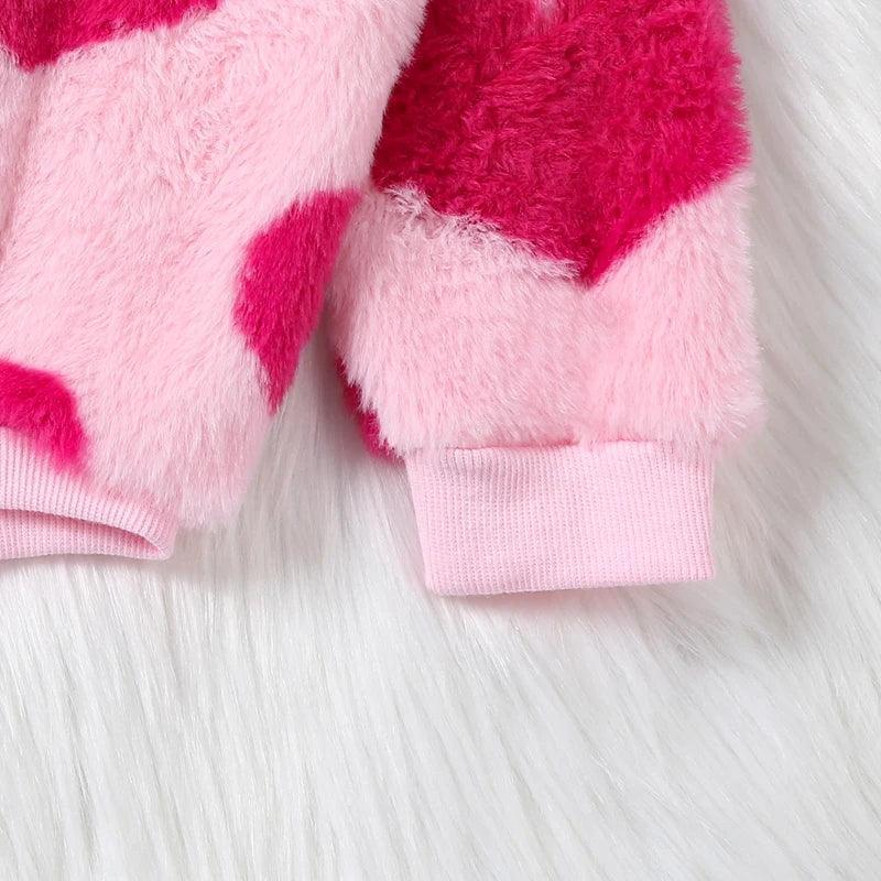 heart fuzzy onesie - basil boutique