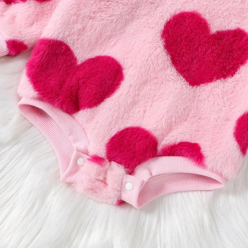 heart fuzzy onesie - basil boutique