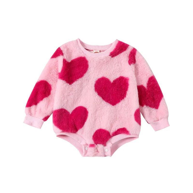 heart fuzzy onesie - basil boutique