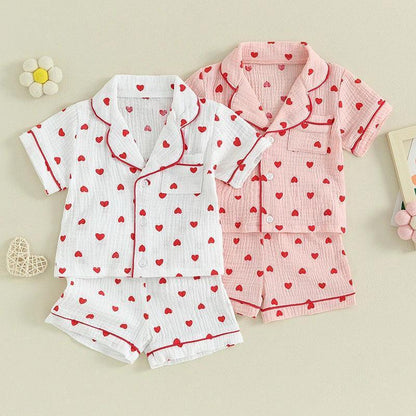 heart kids pajamas - basil boutique