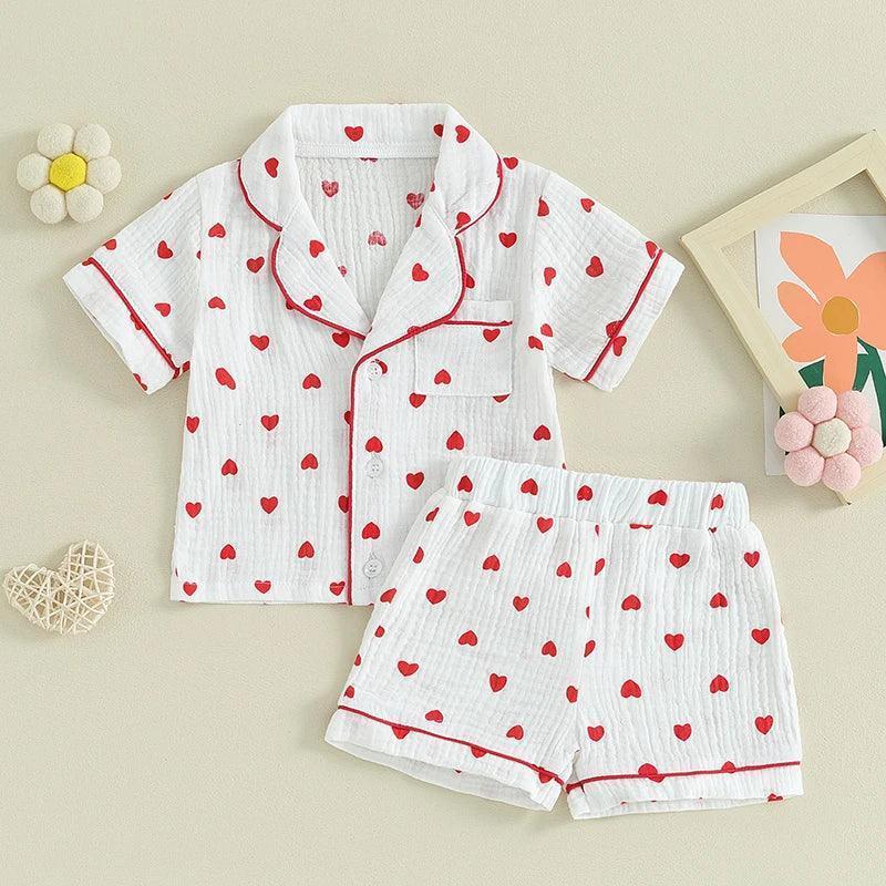 heart kids pajamas - basil boutique