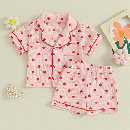 heart kids pajamas - basil boutique