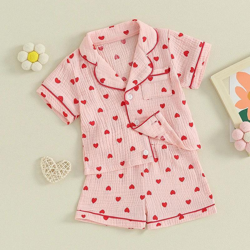 heart kids pajamas - basil boutique