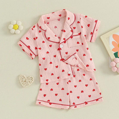 heart kids pajamas - basil boutique