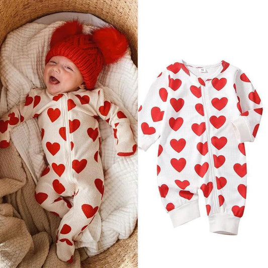 heart long sleeve onesie - basil boutique