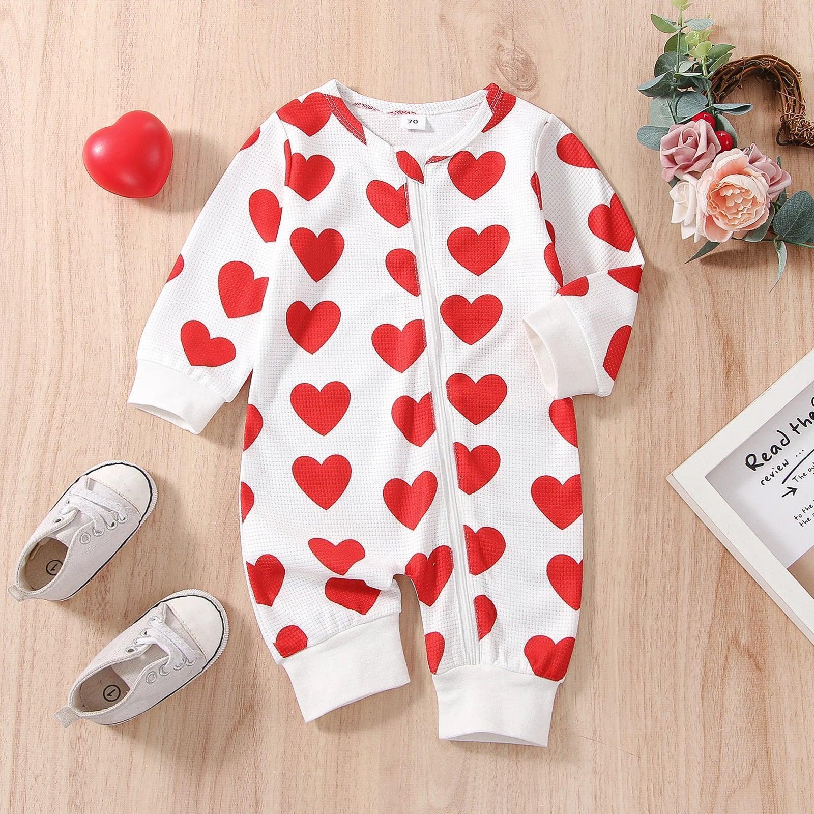 heart long sleeve onesie - basil boutique