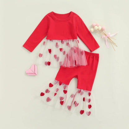 heart mesh kids outfit - basil boutique