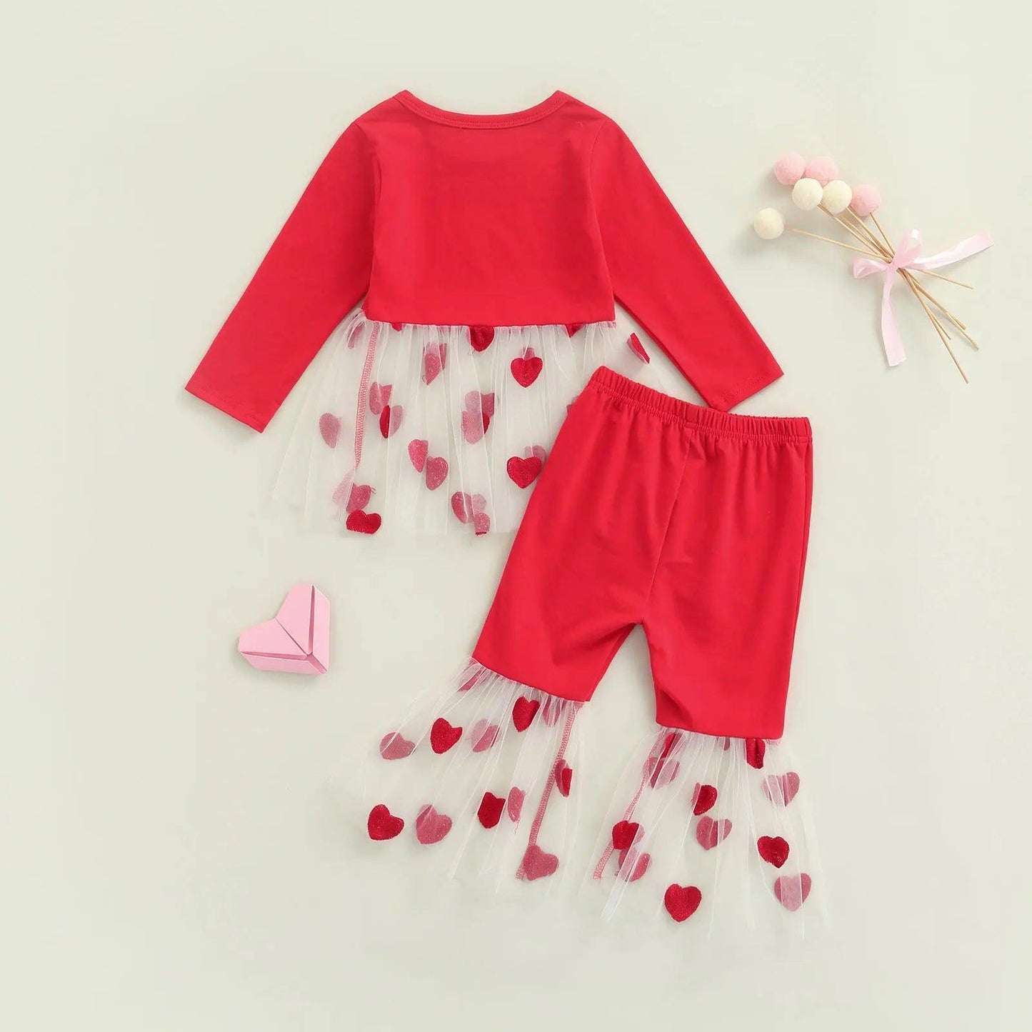 heart mesh kids outfit - basil boutique