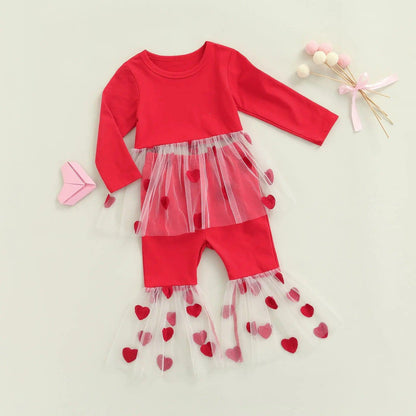 heart mesh kids outfit - basil boutique