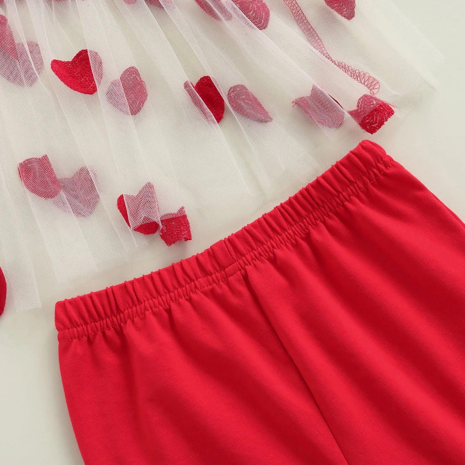 heart mesh kids outfit - basil boutique