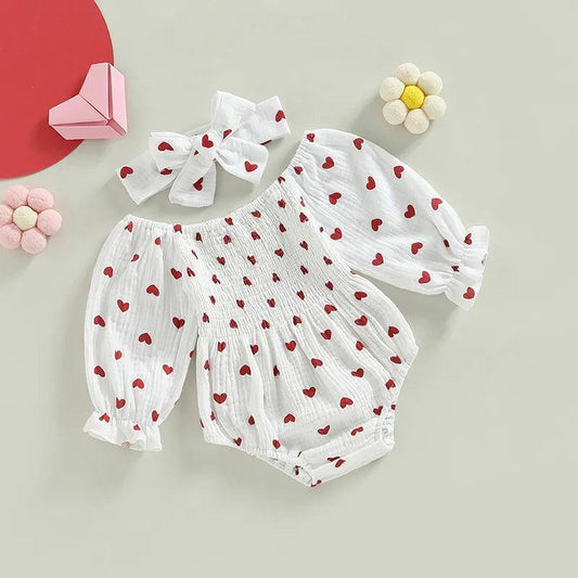 heart onesie + headband outfit - basil boutique