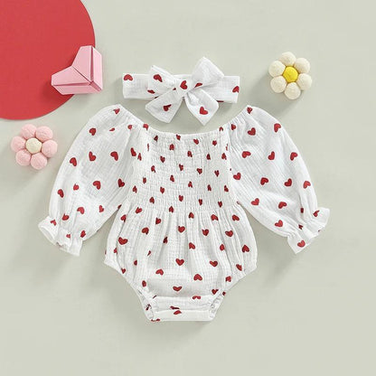 heart onesie + headband outfit - basil boutique