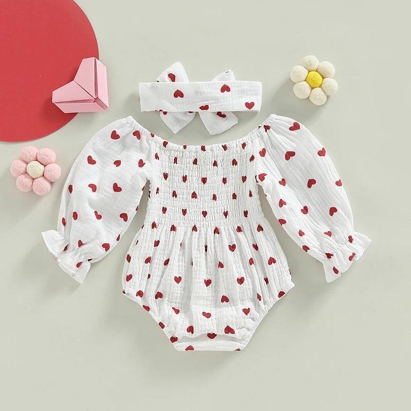 heart onesie + headband outfit - basil boutique