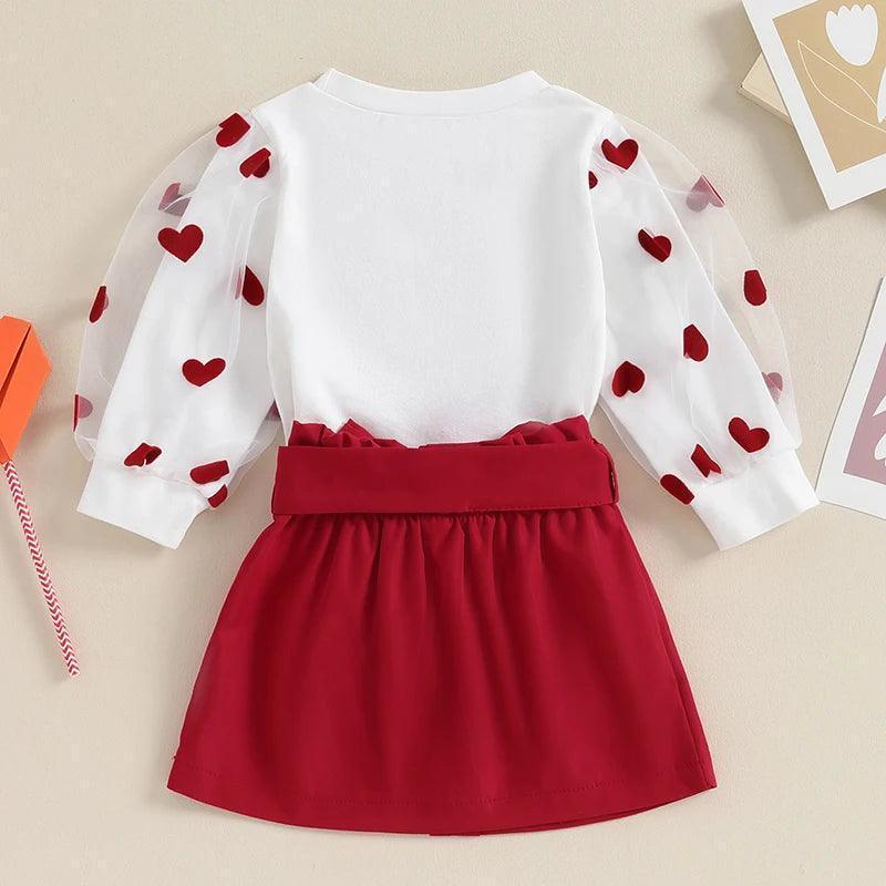 heart printed girl outfit - basil boutique