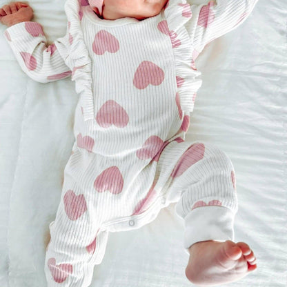 heart ruffle onesie - basil boutique