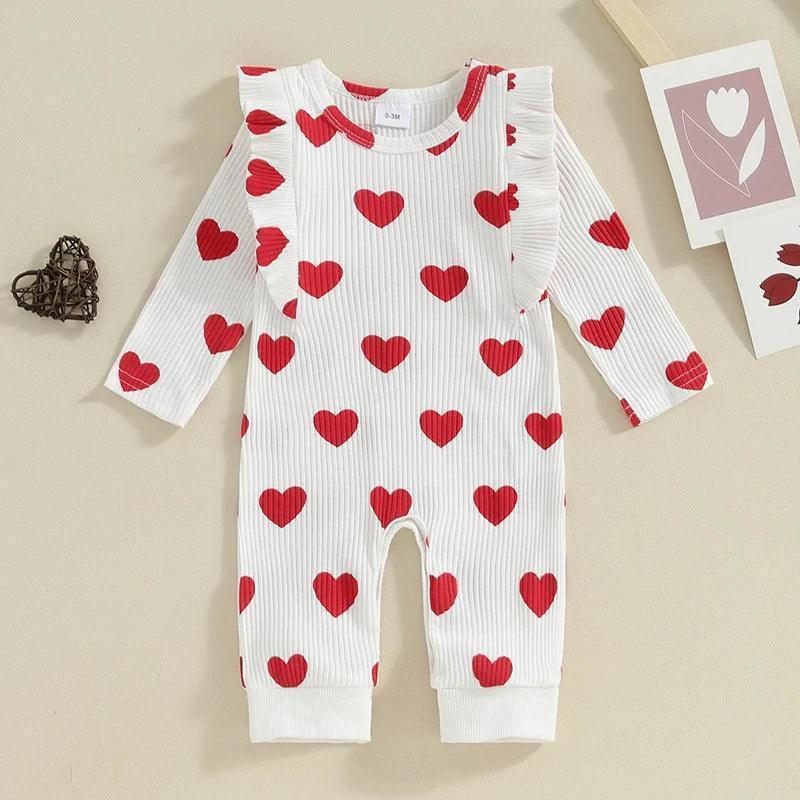 heart ruffle onesie - basil boutique