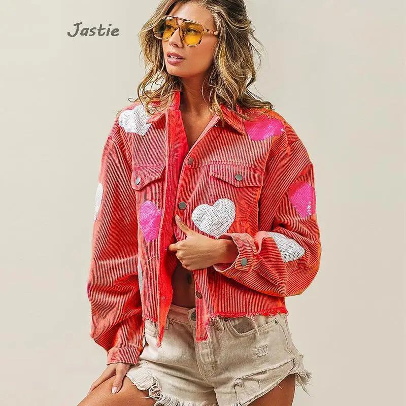 heart sequin cropped jacket - basil boutique