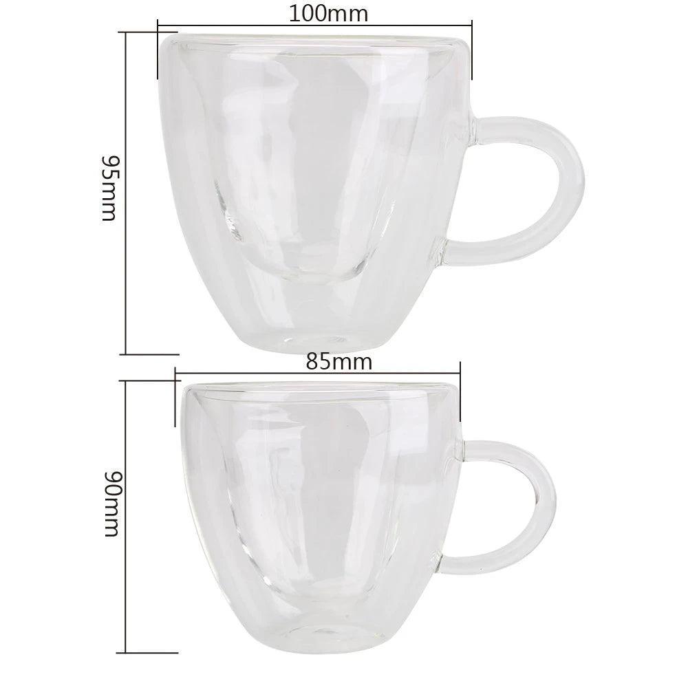 heart shaped double glass mug - basil boutique