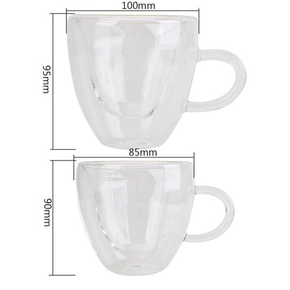 heart shaped double glass mug - basil boutique