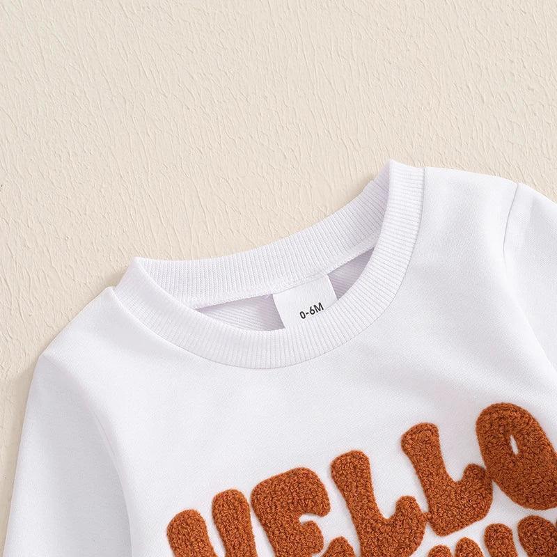 hello pumpkin kids crew sweatshirt - basil boutique