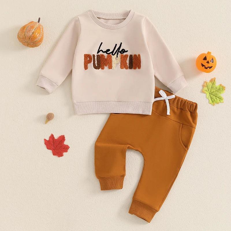 hello pumpkin kids outfit - basil boutique