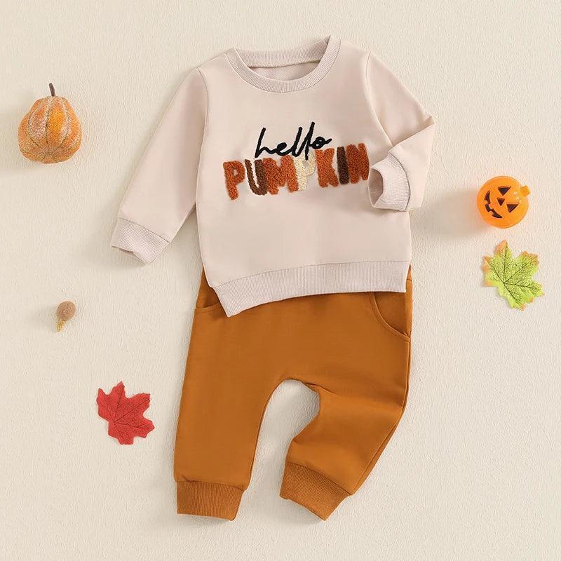 hello pumpkin kids outfit - basil boutique