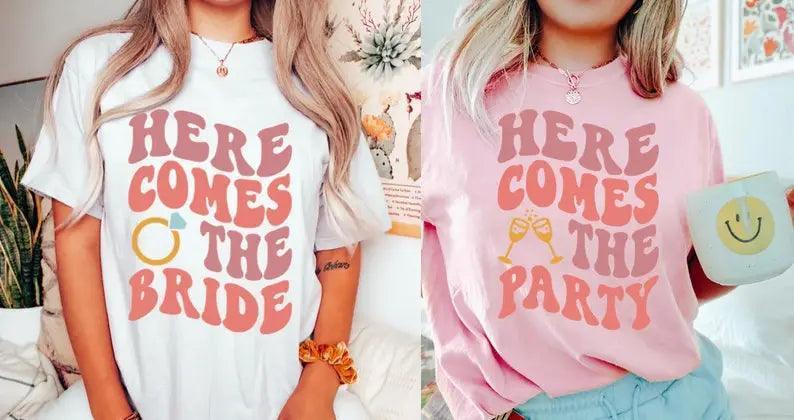 here comes the bride/party t-shirt - basil boutique