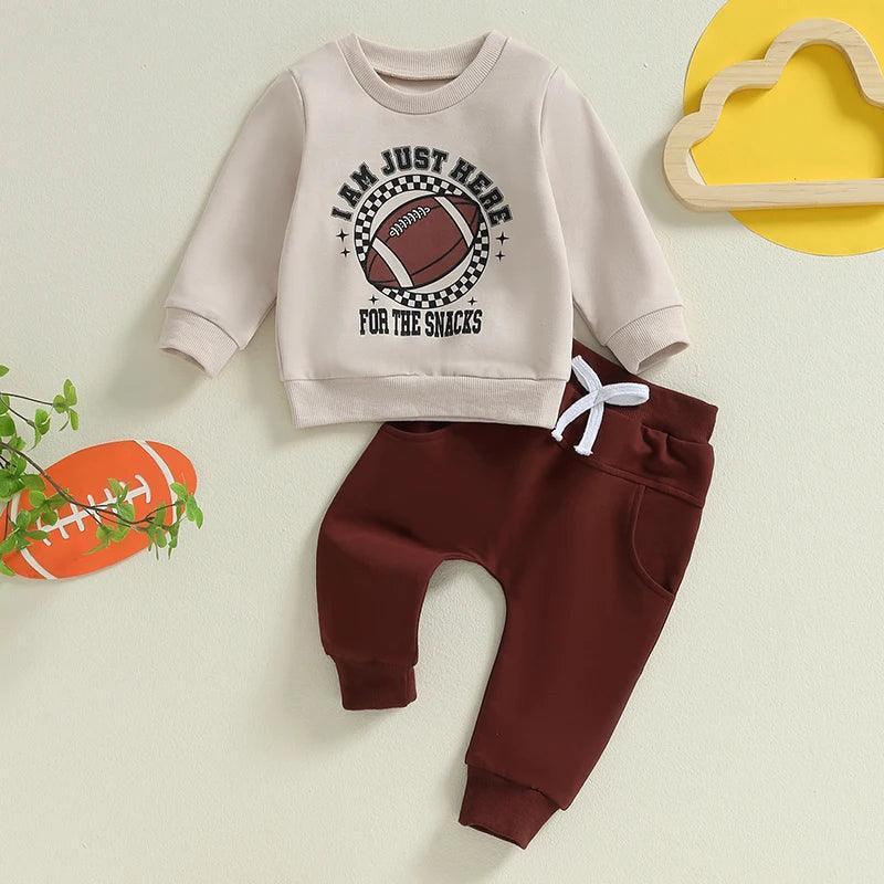 here for the snacks football kids outfit - basil boutique