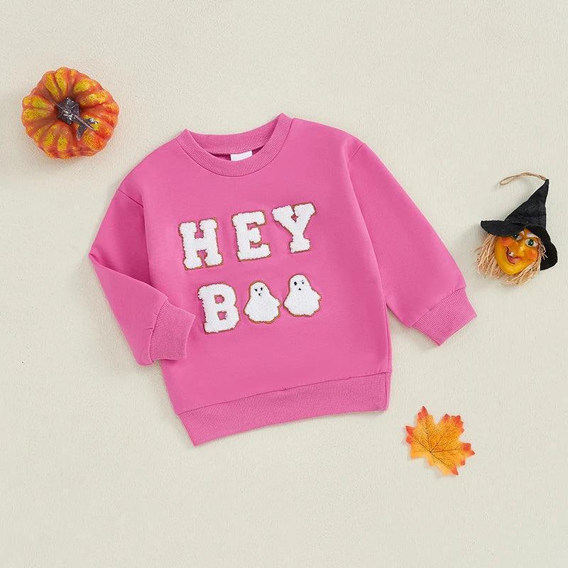 hey boo ghost kids crew sweatshirt - basil boutique