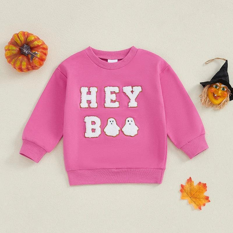 hey boo ghost kids crew sweatshirt - basil boutique