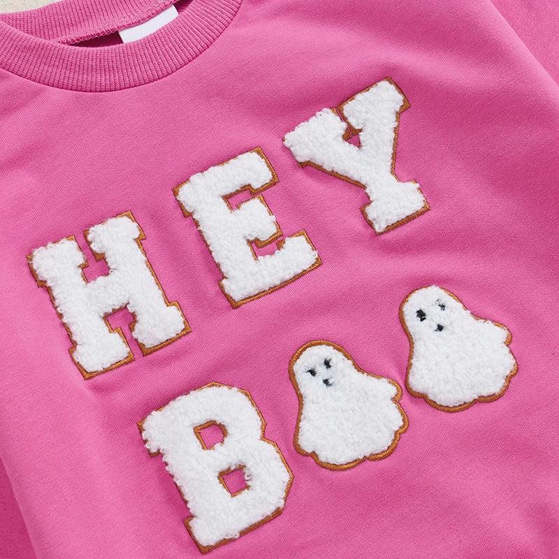 hey boo ghost kids crew sweatshirt - basil boutique