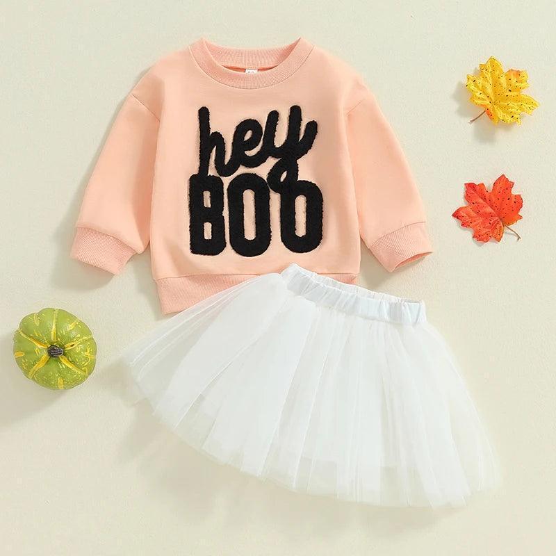 hey boo tulle skirt kids outfit - basil boutique