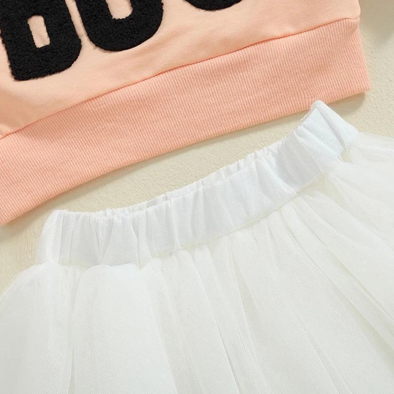 hey boo tulle skirt kids outfit - basil boutique