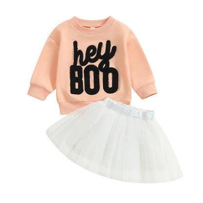 hey boo tulle skirt kids outfit - basil boutique