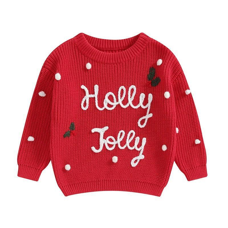 holly jolly kids crew sweater - basil boutique