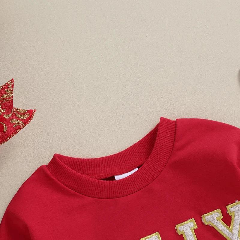 holly jolly patch kids crew sweatshirt - basil boutique