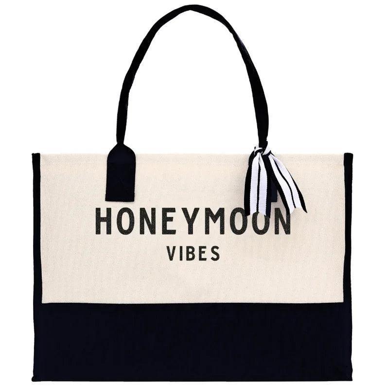 honeymoon vibes beach tote bag - basil boutique