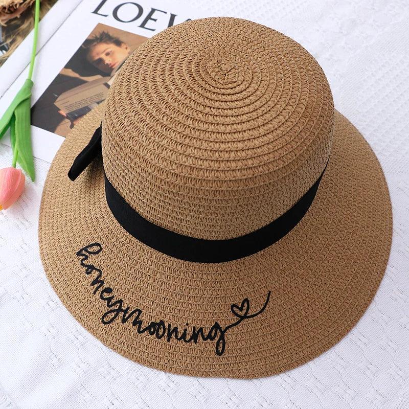 Honeymooning summer Beach sun Hat Honeymoon Bridal Shower Bride to be Future Mrs Newlywed Just Married destination wedding Gift - basil boutique