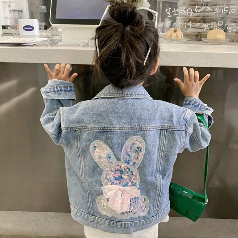 hoppy bunny denim kids jacket - basil boutique