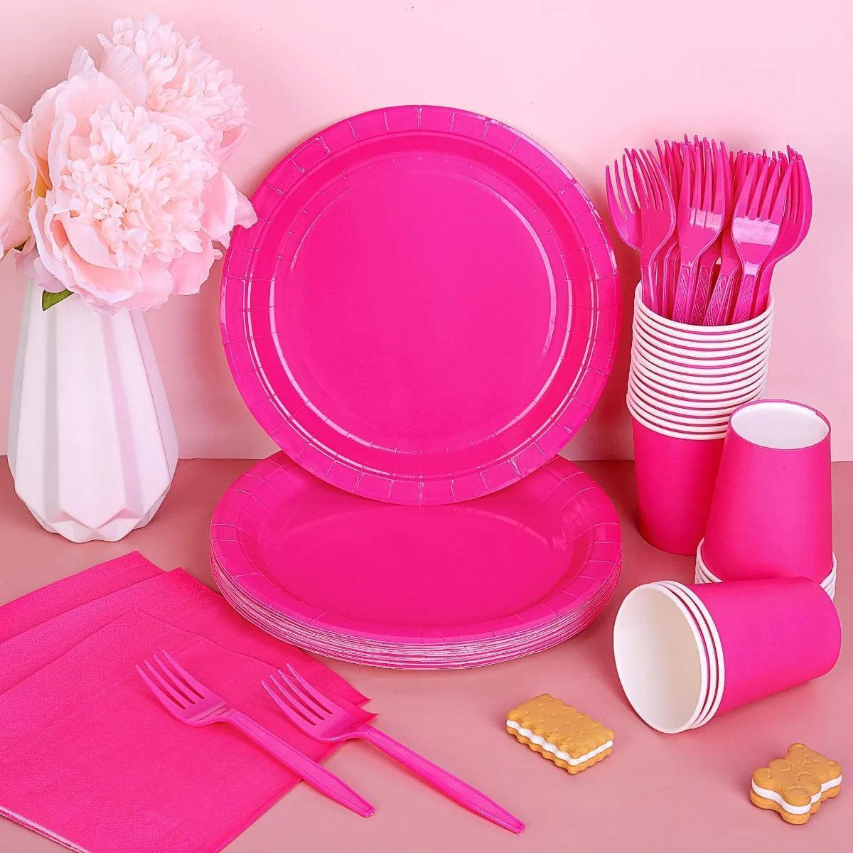 hot pink party supplies - basil boutique