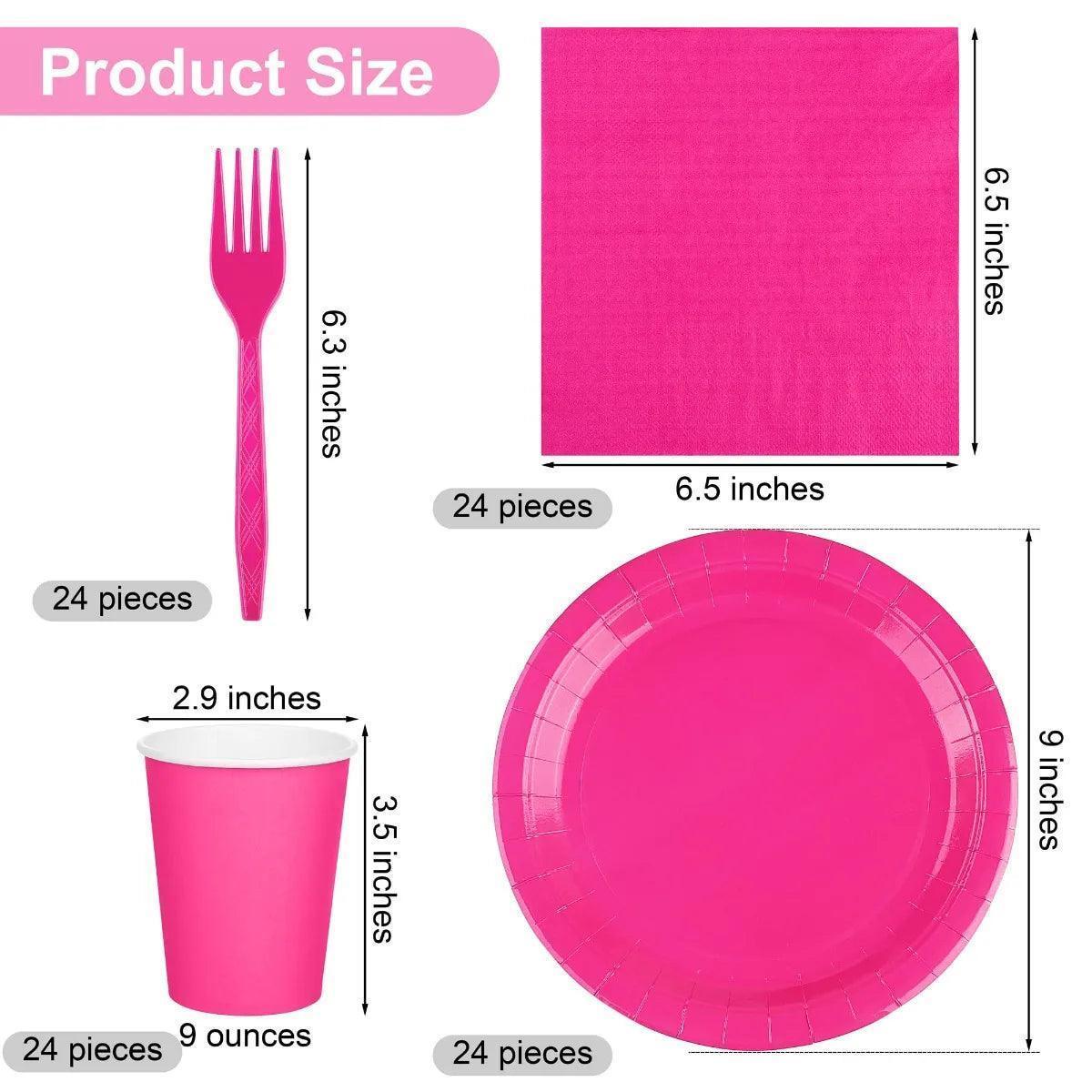 hot pink party supplies - basil boutique