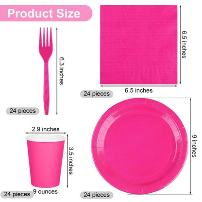 hot pink party supplies - basil boutique